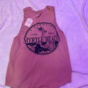 never worn still has tags!! pink Myrtle Beach tank. twisted down the arms